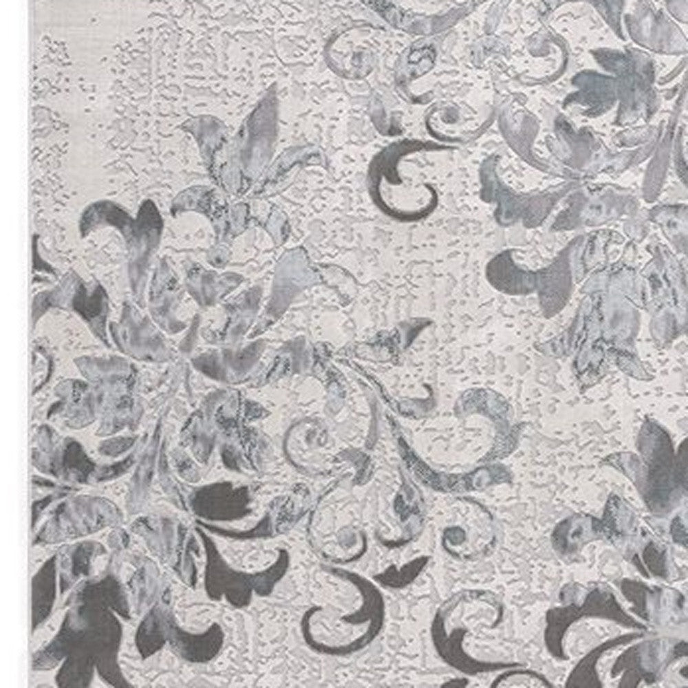 6' X 9' Blue Damask Power Loom Area Rug