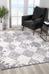 4’ X 6’ Gray Diamond And Vines Area Rug