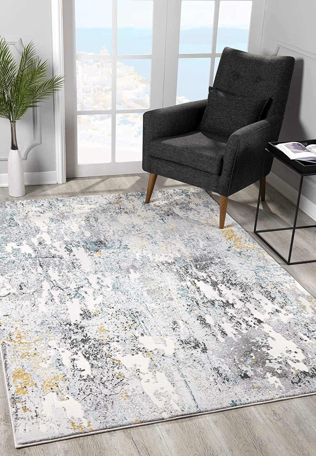 8' X 10' Gray Abstract Power Loom Area Rug