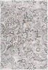 5' X 7' Gray Damask Power Loom Area Rug