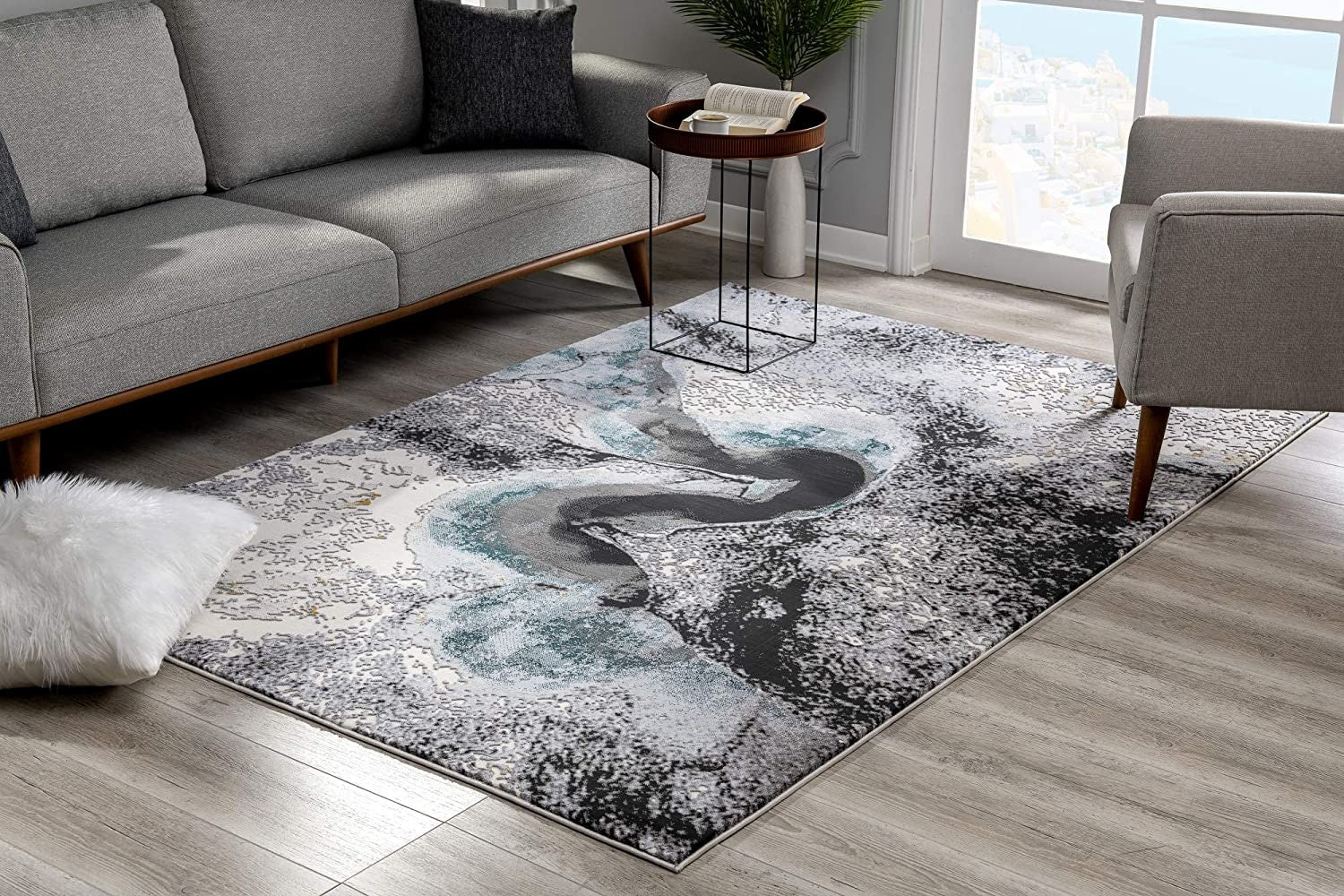 5' X 7' Gray Abstract Power Loom Area Rug