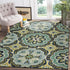 6' Green Round Wool Geometric Hand Tufted Area Rug