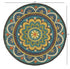 4' Blue and Orange Round Wool Floral Medallion Hand Tufted Area Rug