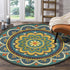 4’ Round Blue Floral Mandala Area Rug