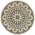 4’ Round Gray Floral Bloom Area Rug