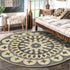 4’ Round Gray Floral Bloom Area Rug