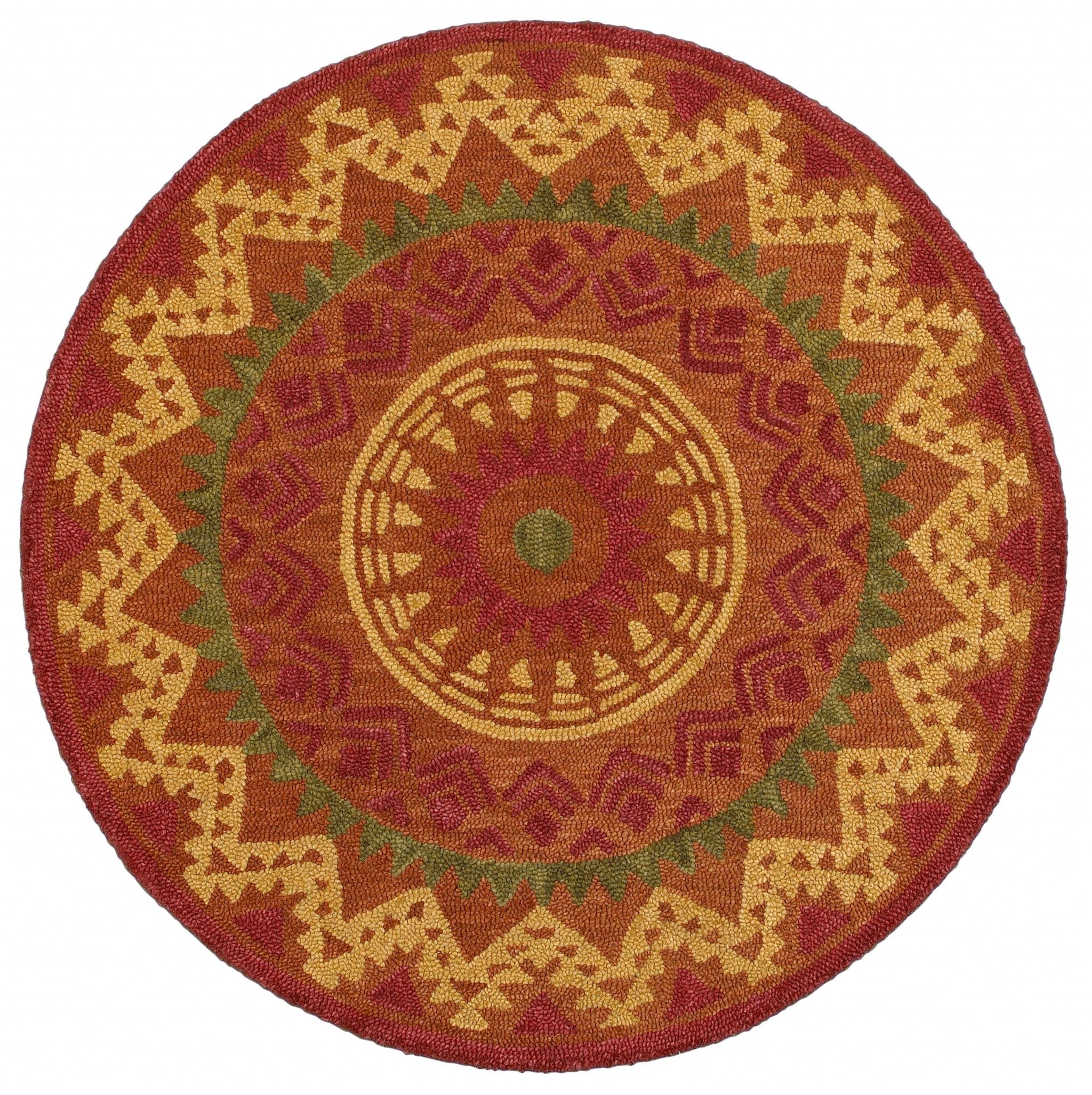 4’ Round Orange Decorative Area Rug