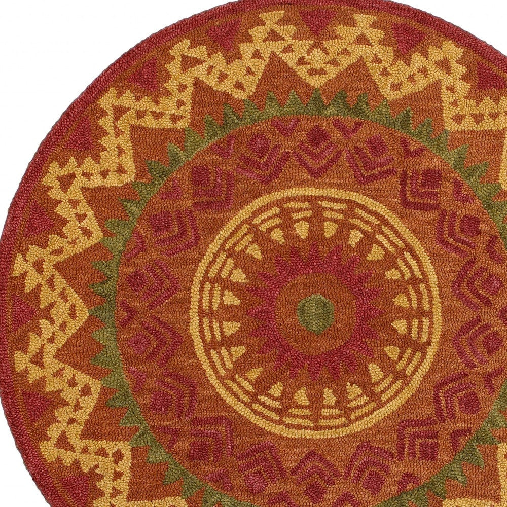 4’ Round Orange Decorative Area Rug