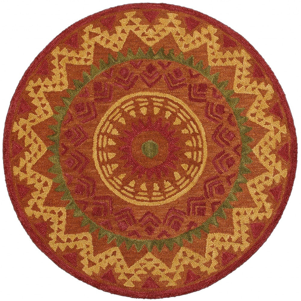 4’ Round Orange Decorative Area Rug