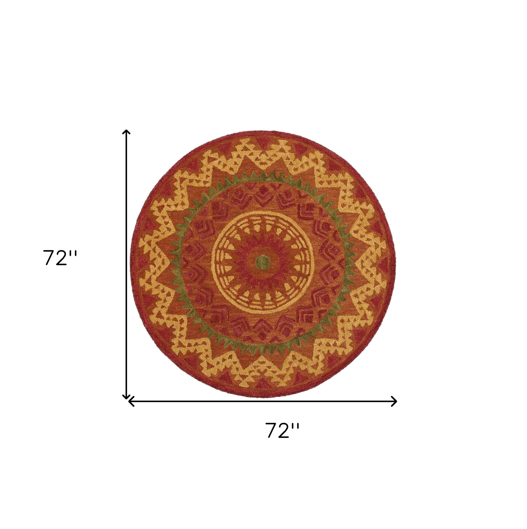 4’ Round Orange Decorative Area Rug