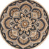 6' Black and Tan Round Wool Floral Medallion Hand Tufted Area Rug