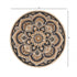 6' Black and Tan Round Wool Floral Medallion Hand Tufted Area Rug