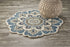 4’ Round Blue Modern Floral Area Rug