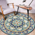 4’ Round Blue Floral Mandala Area Rug