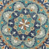 6' Blue And Green Round Wool Floral Hand Tufted Area Rug