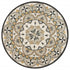 4’ Round Gray And Ivory Floral Bloom Area Rug