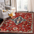 5’ X 7’ Red And Blue Floral Medallion Area Rug