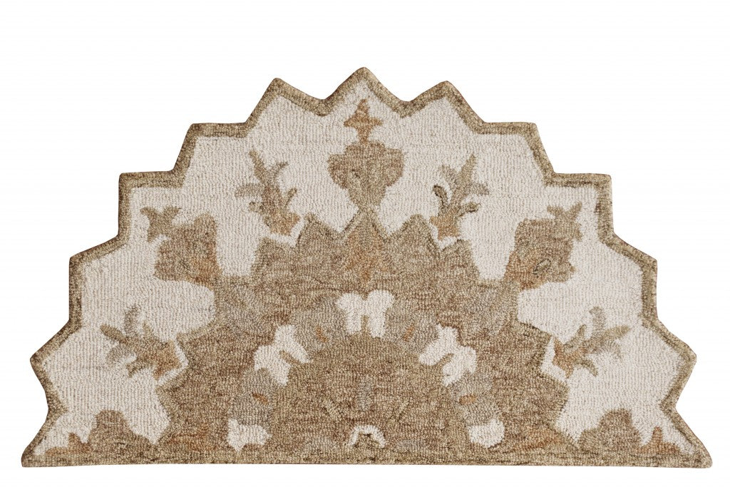 2’ X 4’ Tan Retro Modern Medallion Hearth Rug