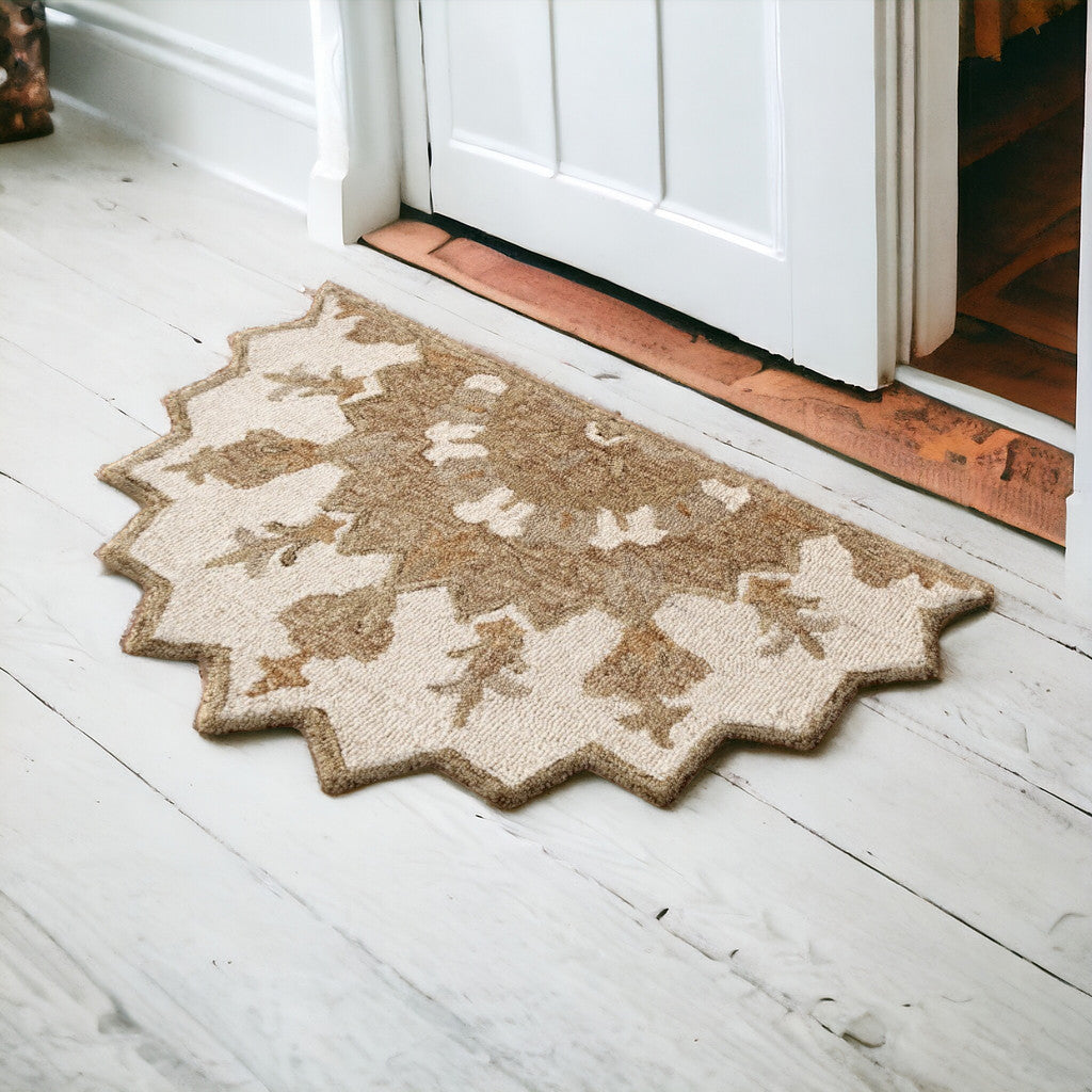 2’ X 4’ Tan Retro Modern Medallion Hearth Rug