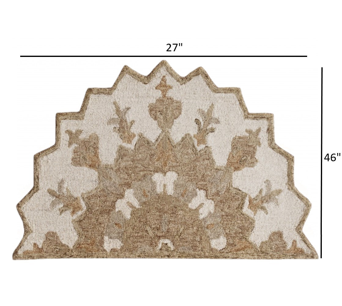 2’ X 7’ Tan Retro Modern Medallion Runner Rug