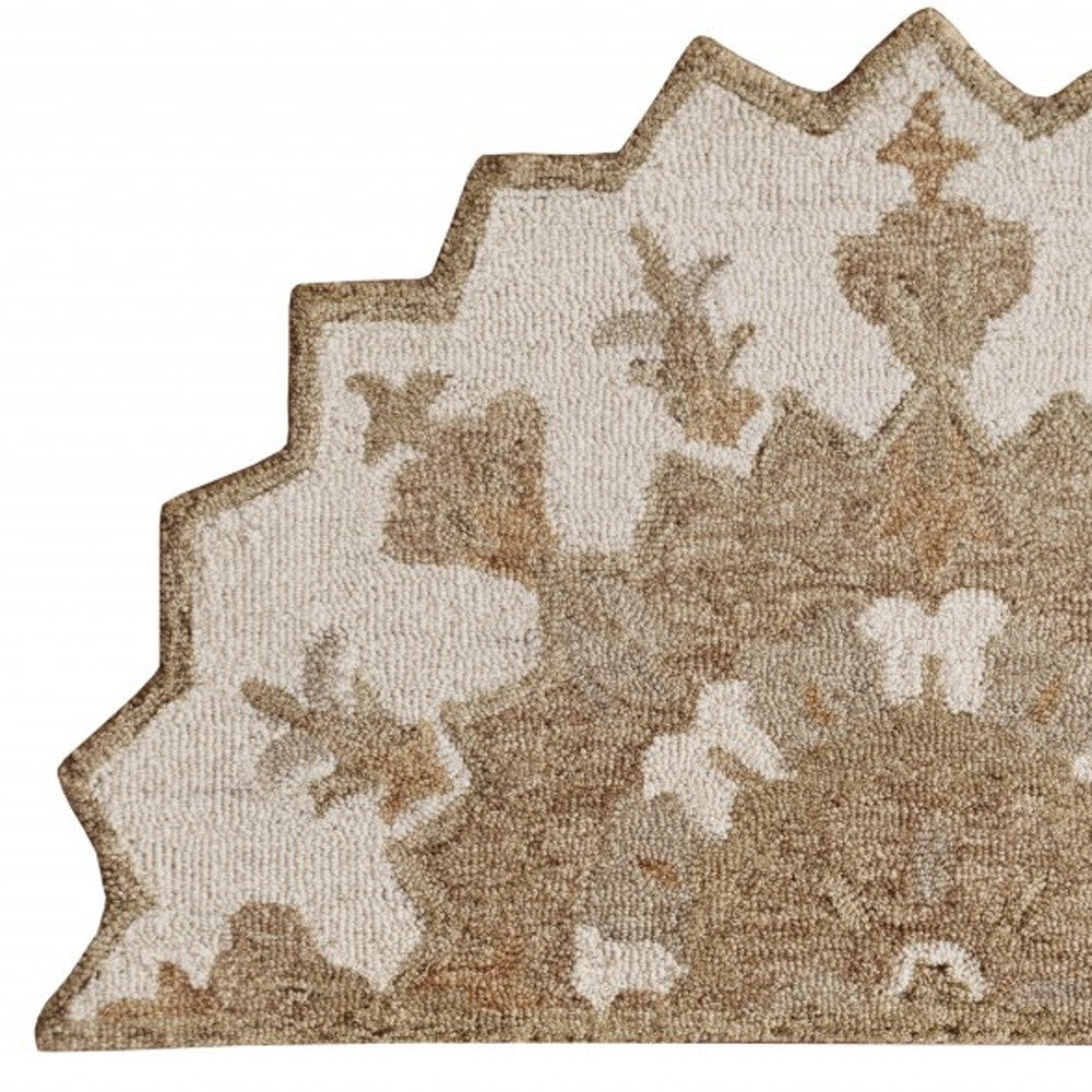 2’ X 4’ Tan Retro Modern Medallion Hearth Rug