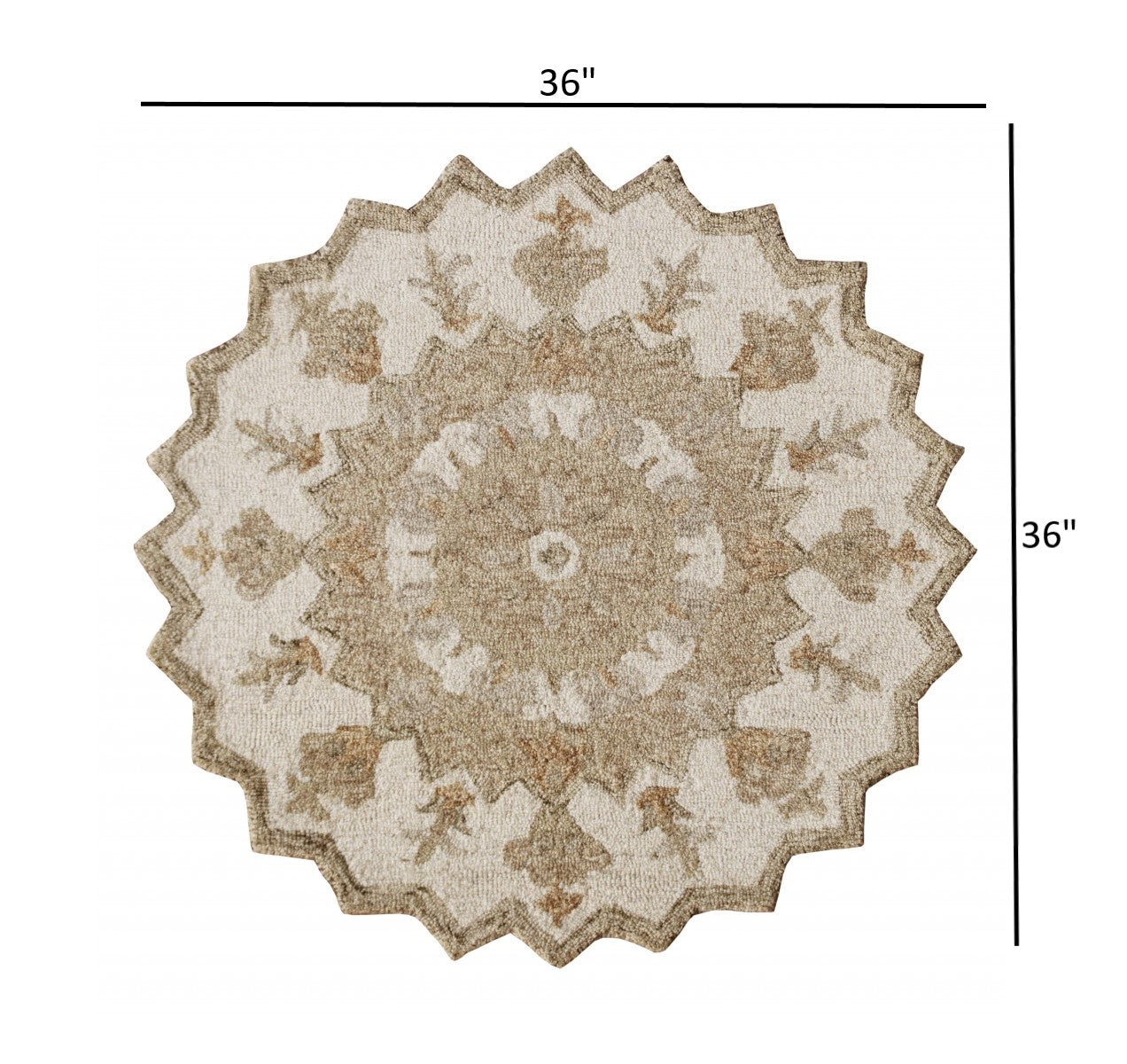 2’ X 4’ Tan Retro Modern Medallion Hearth Rug