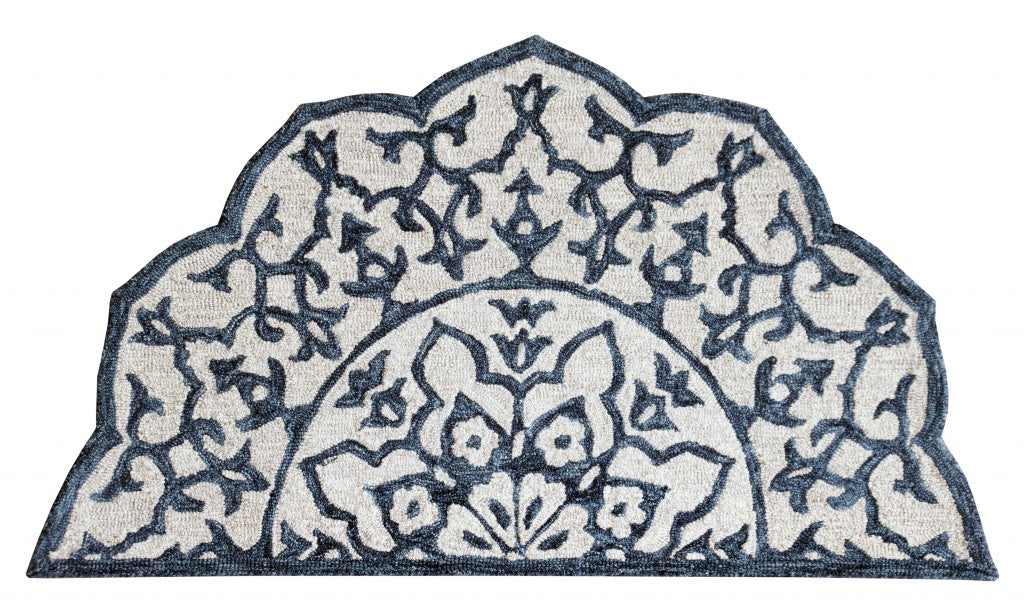 2’ X 4’ Navy And White Decorative Hearth Rug