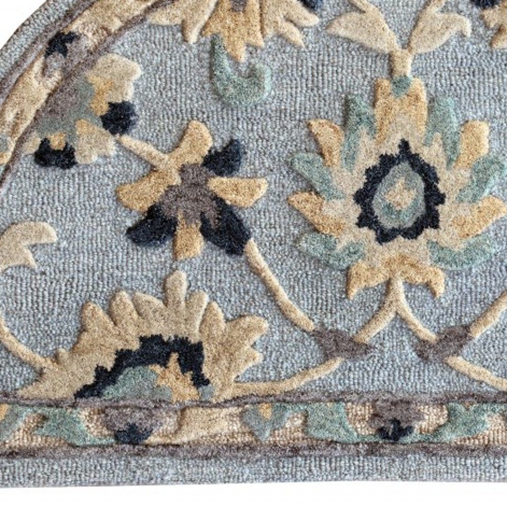 2’ X 4’ Blue And Beige Floral Hearth Rug