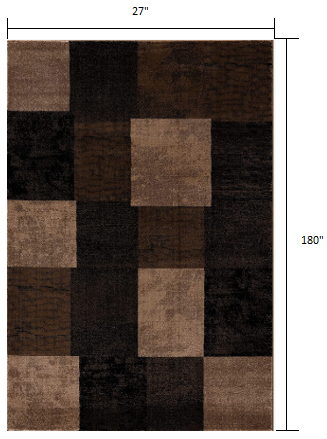 10' Brown Checkered Power Loom Runner Rug