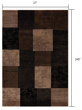 2’ X 15’ Brown Geometric Blocks Runner Rug