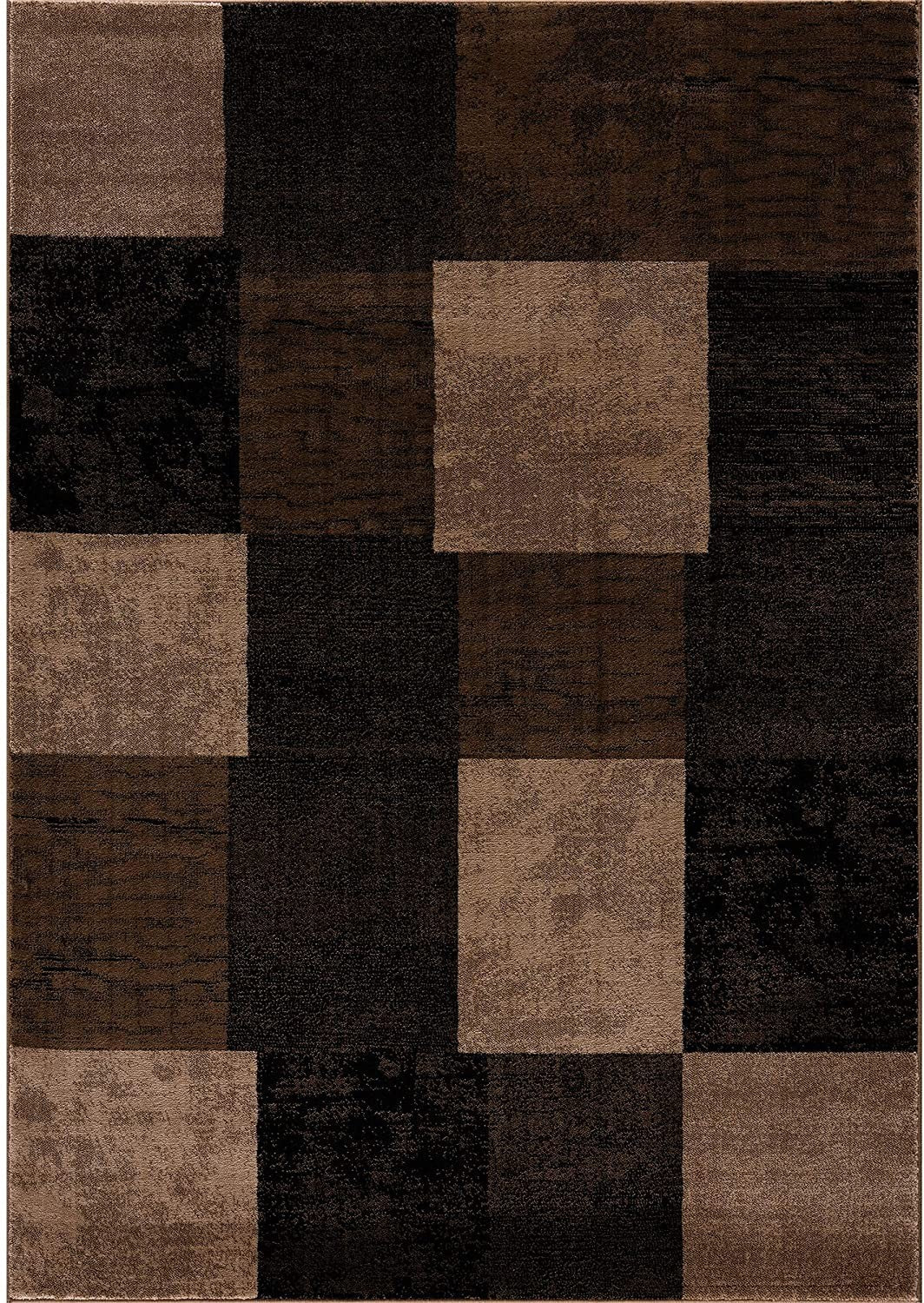 10' Brown Checkered Power Loom Runner Rug