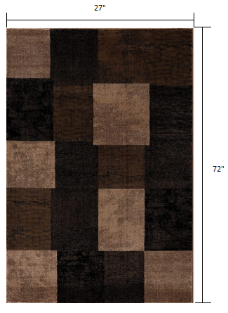 10' Brown Checkered Power Loom Runner Rug