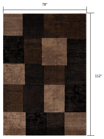 10' Brown Checkered Power Loom Runner Rug