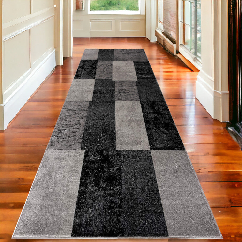 5' X 7' Gray Checkered Dhurrie Area Rug