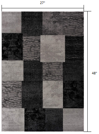 5' X 7' Gray Checkered Dhurrie Area Rug