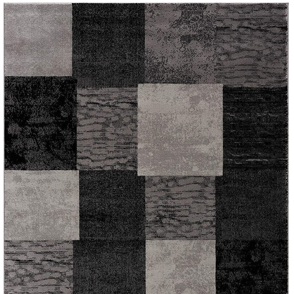 5' X 7' Gray Checkered Dhurrie Area Rug