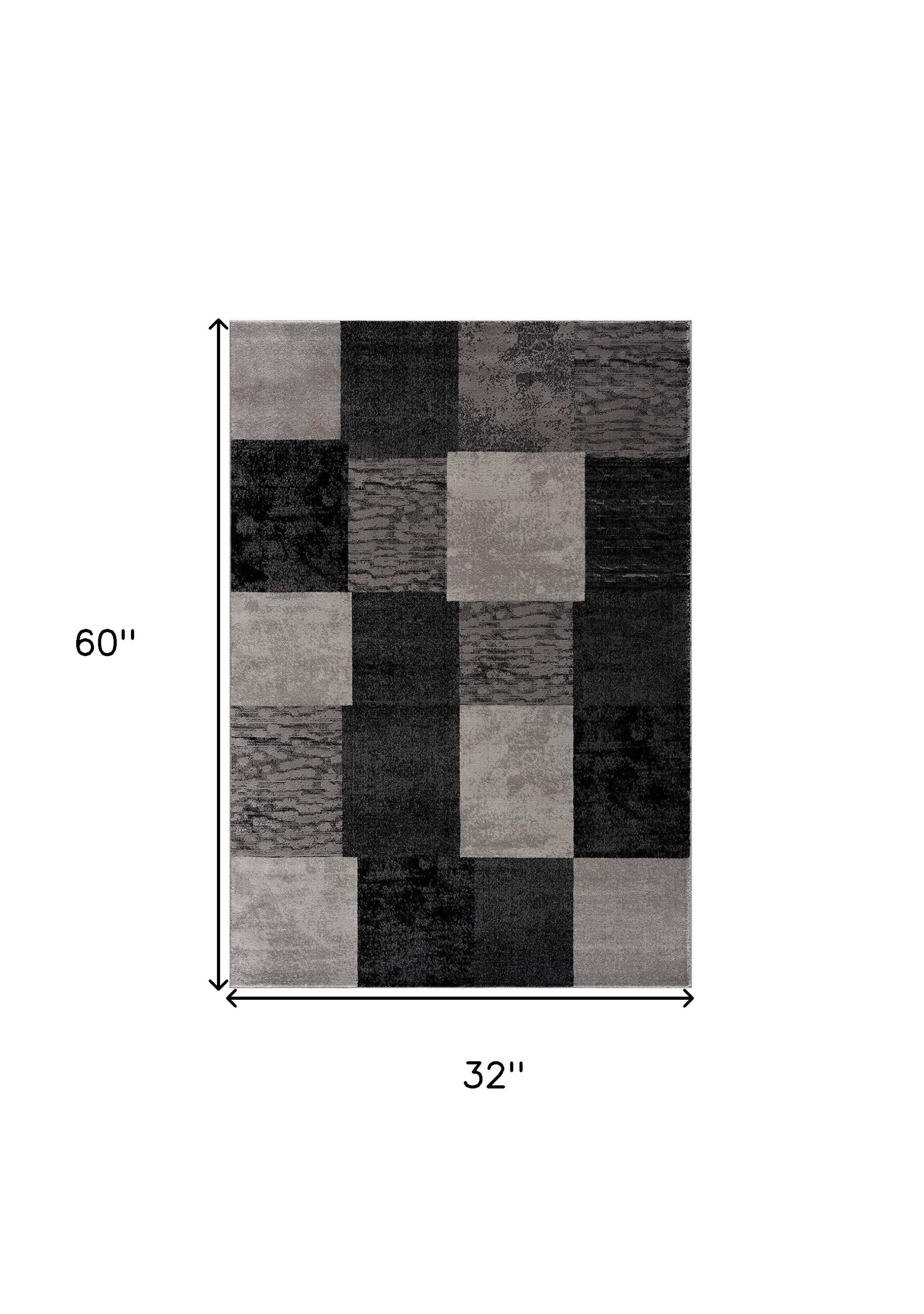 5' X 7' Gray Checkered Dhurrie Area Rug