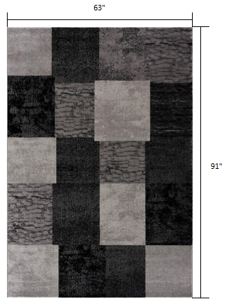 5' X 7' Gray Checkered Dhurrie Area Rug