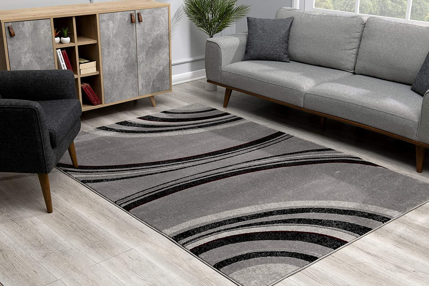 6' X 9' Gray Abstract Dhurrie Area Rug