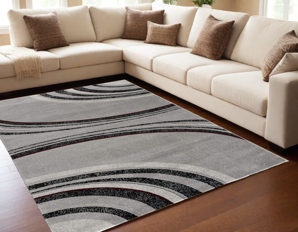 6' X 9' Gray Abstract Dhurrie Area Rug