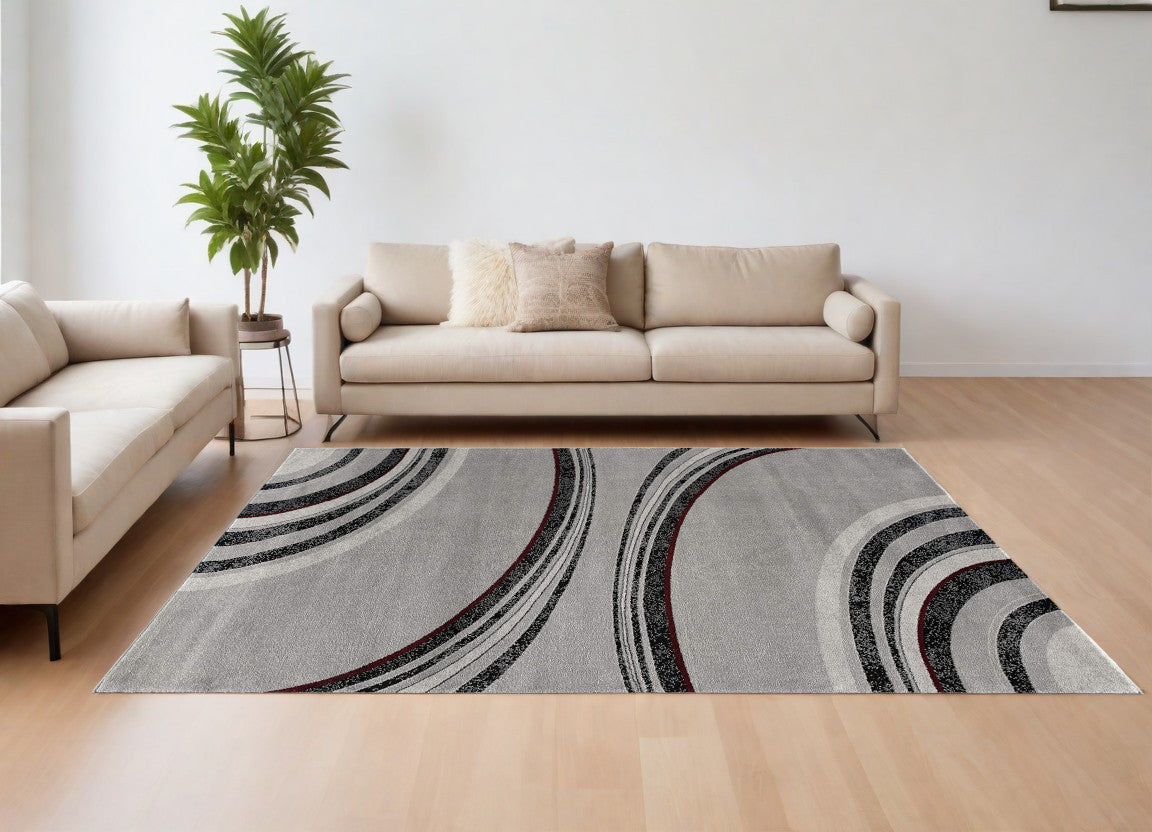 6' X 9' Gray Abstract Dhurrie Area Rug