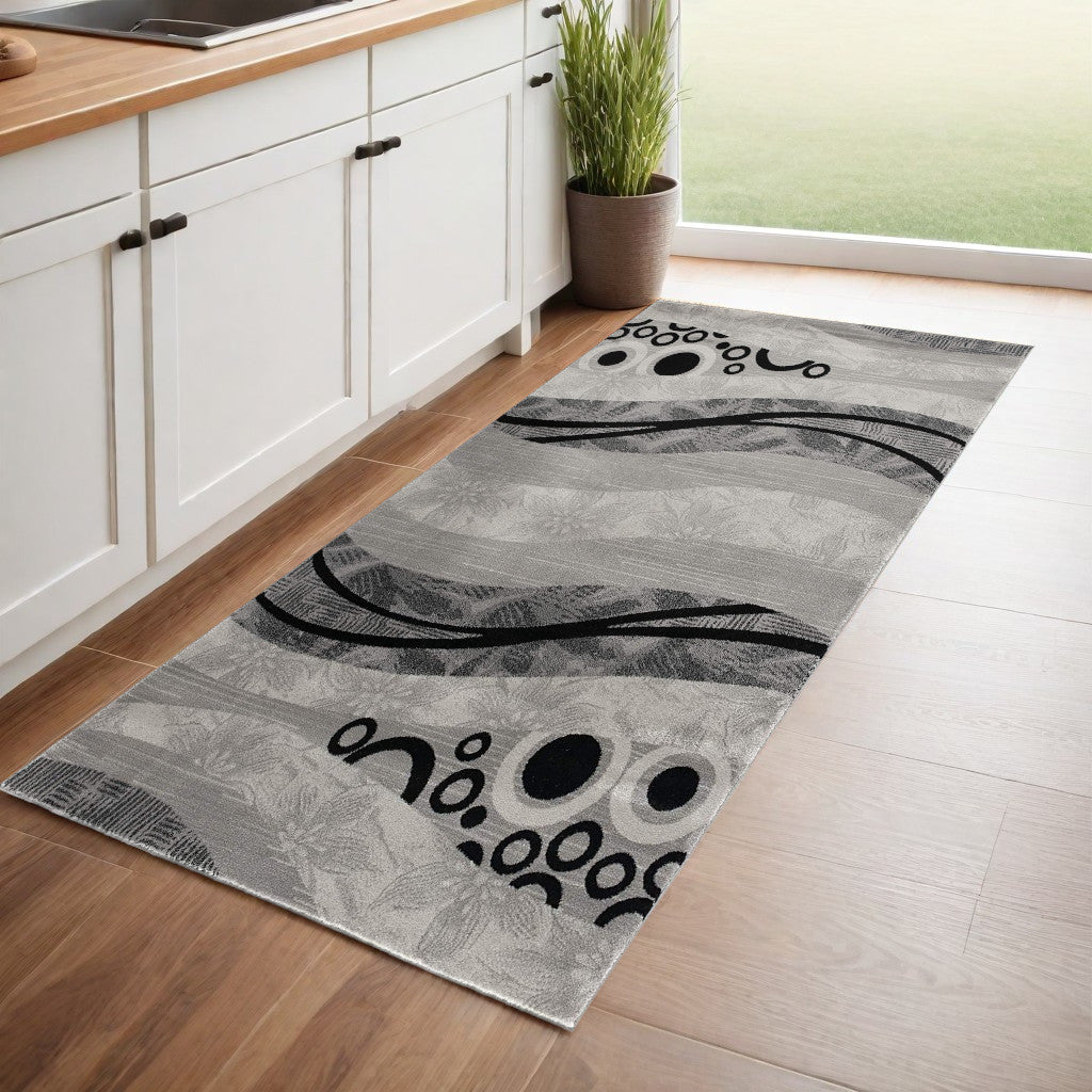 8' X 10' Gray Abstract Dhurrie Area Rug