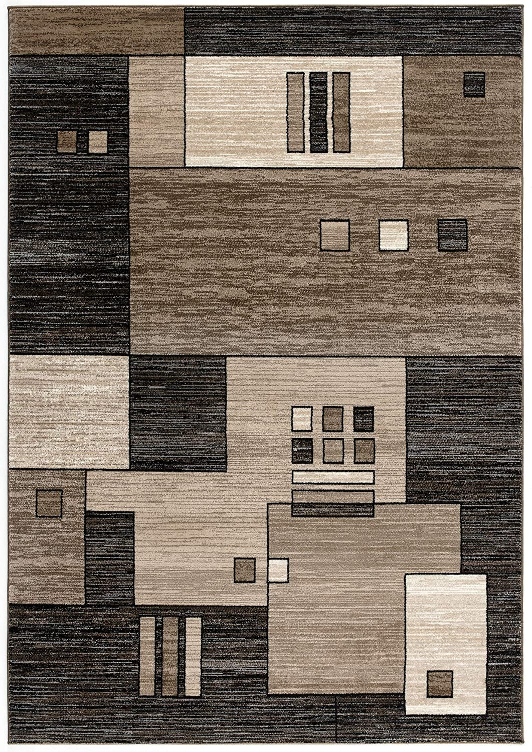 4’ X 6’ Beige And Brown Geometric Area Rug