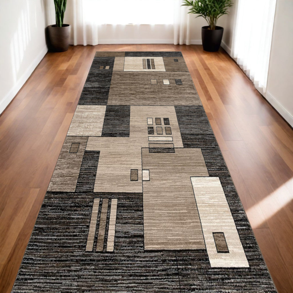 4’ X 6’ Beige And Brown Geometric Area Rug