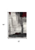 7’ X 9’ Gray And Burgundy Abstract Area Rug