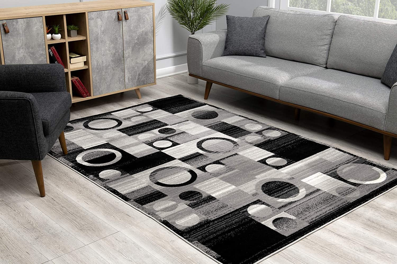 10' Gray Abstract Power Loom Runner Rug