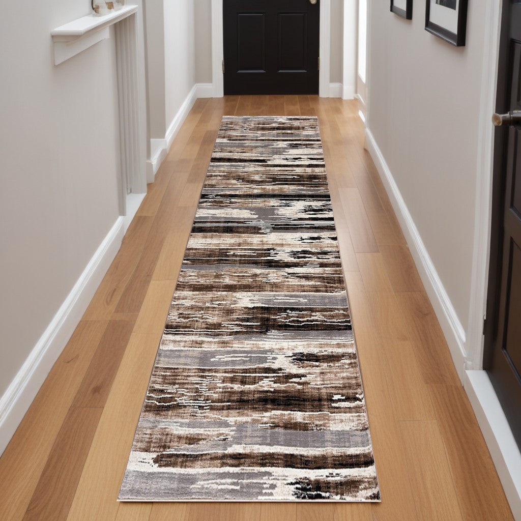 2’ X 6’ Beige Rustic Strokes Area Rug