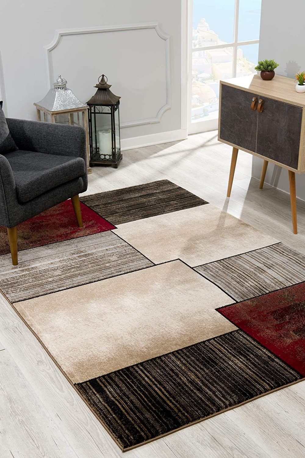 6' X 9' Brown Abstract Dhurrie Area Rug