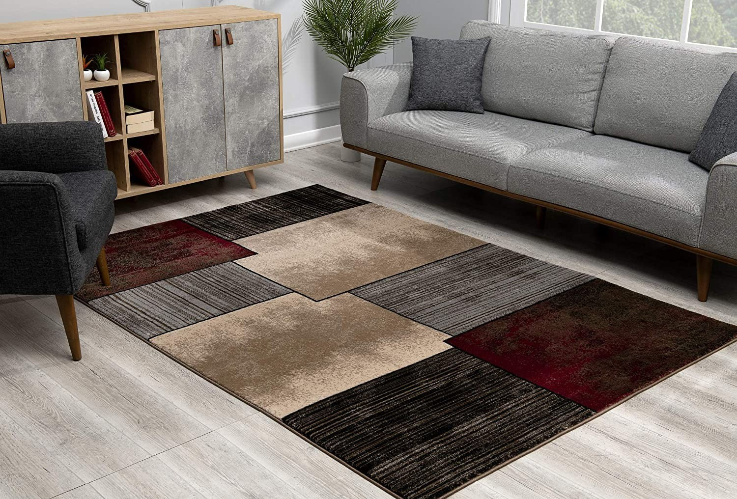 6' X 9' Brown Abstract Dhurrie Area Rug