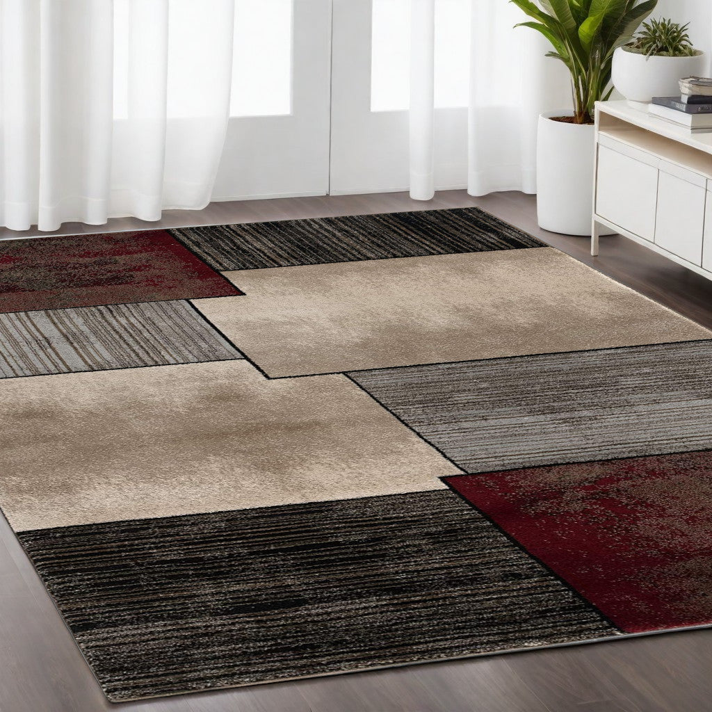 6' X 9' Brown Abstract Dhurrie Area Rug